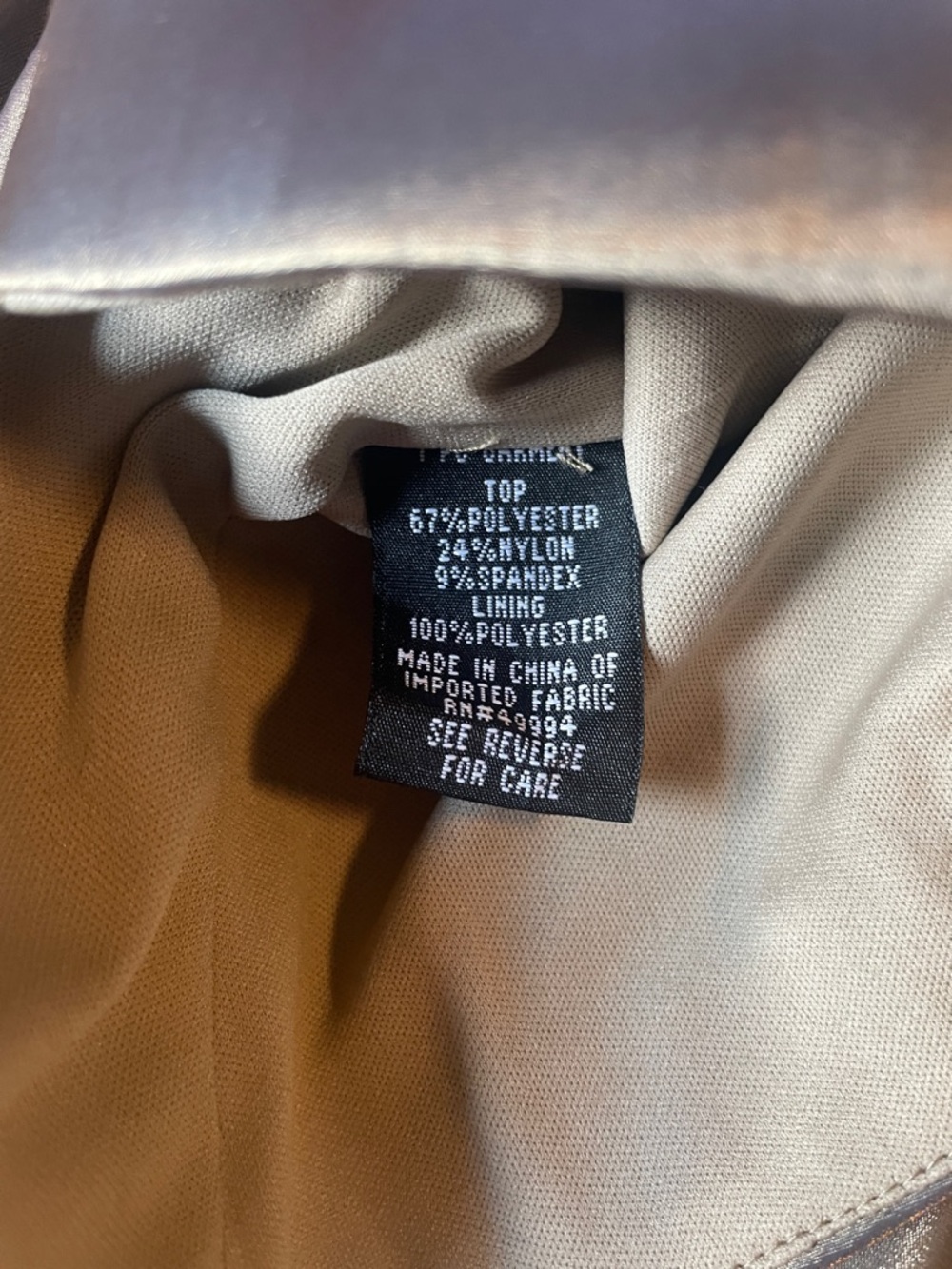 R & M Richards Satin-Look Metallic Copper Button-Up Women's Blouse Size 10 - Picture 11 of 11